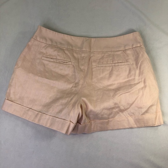 Loft Linen Pleated Shorts Pink Colorful Spring Pockets Cuffed Versatile Elegant - Picture 8 of 11